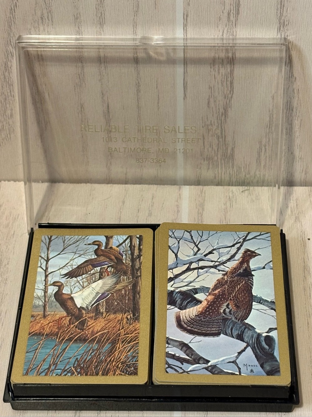 Vintage Geese Pheasant Double Deck Playing Cards With Case